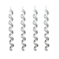 Hmgxay 4PC Christmas Ice Bar Decorations, Festive Icicle Ornaments for Tree, Holiday Snowflake Pendants, Winter Themed Christmas Tree Accents(Silver)