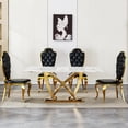 thumbnail image 4 of Modern Dining Table 70" Rectangular Kitchen Table with Imitation Marble Grain MDF Wooden Top & Iniregular Gold Base,Faux Marble Dinner Furniture for Kitchen Dining Room/Meeting Room, 4 of 9