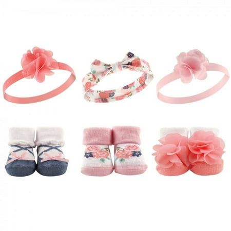 UPC: 0660168581393 | Hudson Baby Infant Girl Headband and Socks Giftset 6pc  Coral Floral  One Size