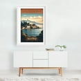 thumbnail image 2 of Alcatraz Vintage Travel Poster - Historic Island Art - San Francisco California Illustration Travel Poster Vintage Poster Lighthouse Architecture Scenic White Framed Wall Art Print 5 x 7 inches, 2 of 3