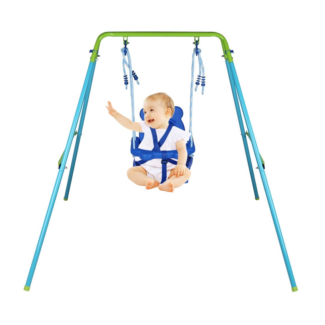Blue Folding Swing Outdoor Indoor Swing Toddler Swing with safety Baby ...