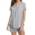 thumbnail image 4 of Hibeli Womens Summer Pajama Sets 2 Piece Cozy Short Sleeve Lounge Soft Sleepwear Set, 4 of 7