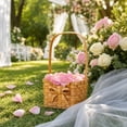 thumbnail image 4 of Handwoven Wicker Flower Girl Basket With Bow Wedding Petal Basket Small Storage Basket For Ceremony Party Home Decor, 4 of 7