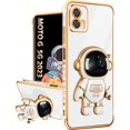 thumbnail image 1 of wonima11 Buleens for Moto G 5G 2023 Case with Astronaut Stand for Women Girls, Cute Girly 6D Space Astronaut Hidden Kickstand Unique Design Phone Cases for Motorola Moto G 5G 2023 6.5 Inch, White, 1 of 1