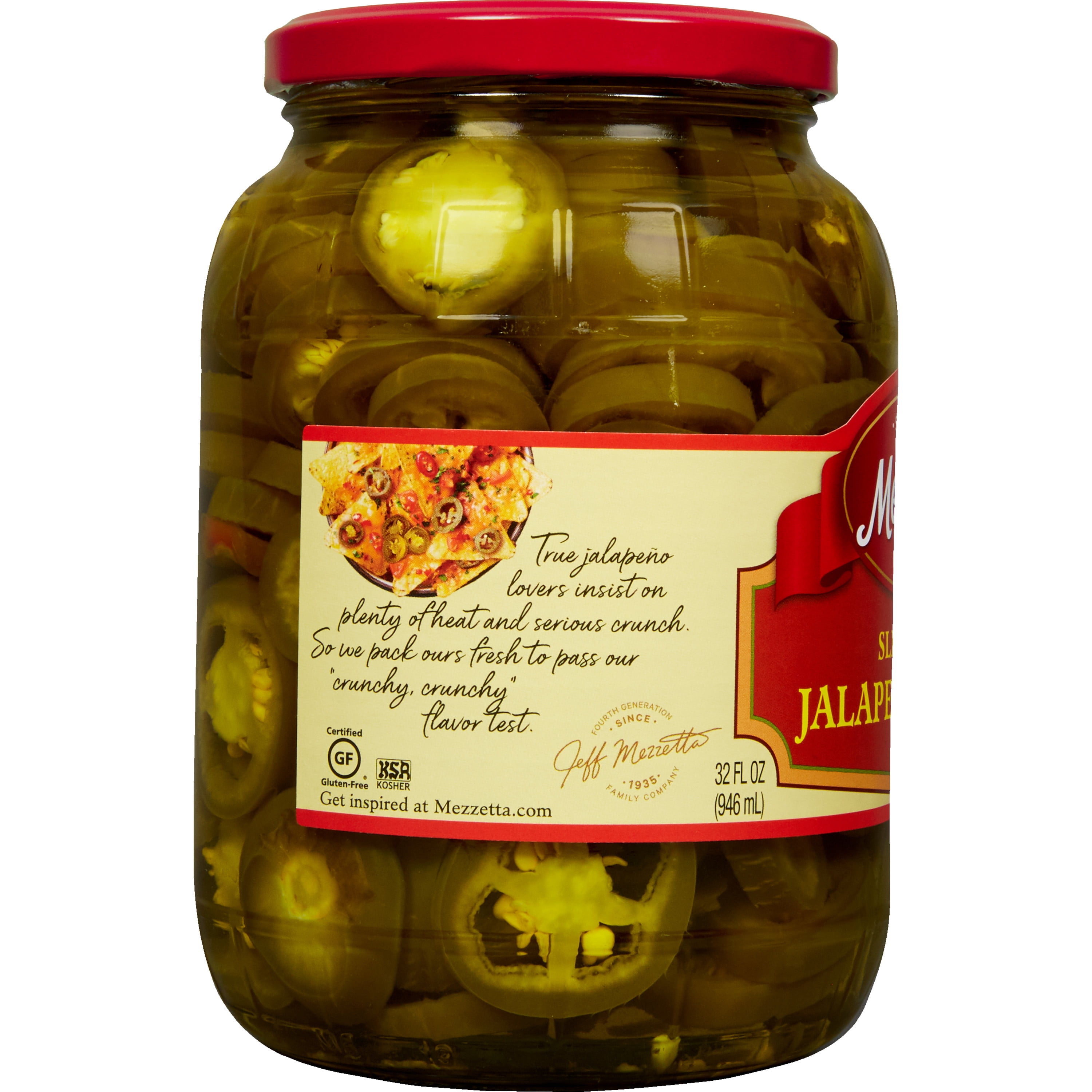 (3 pack) Mezzetta Sliced Hot Jalapeño Peppers, 32 fl oz Jar