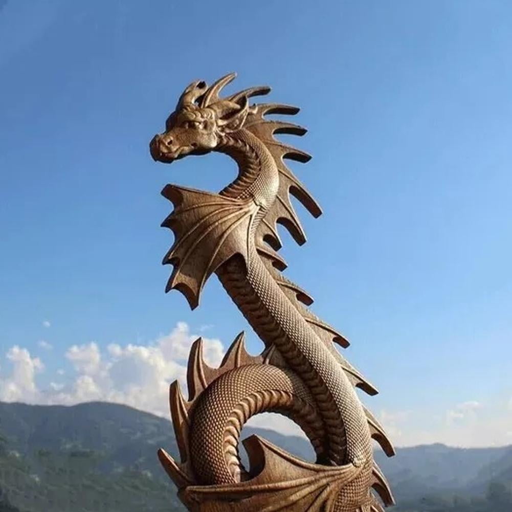Japan Oak Wood Dragon Figure Wall Mound - Artifacts World