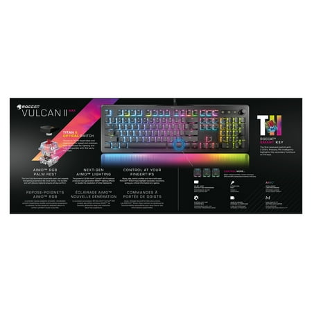 ROCCAT - Vulcan II Max Full-size Wired Keyboard with Optical Titan Switch, RGB Lighting, Aluminum Top Plate and Palm Rest - Black