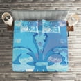 thumbnail image 2 of Ambesonne Blue Quilted Coverlet 3 Pcs, France Fleur de Lis, Queen Size, Blue, 2 of 2