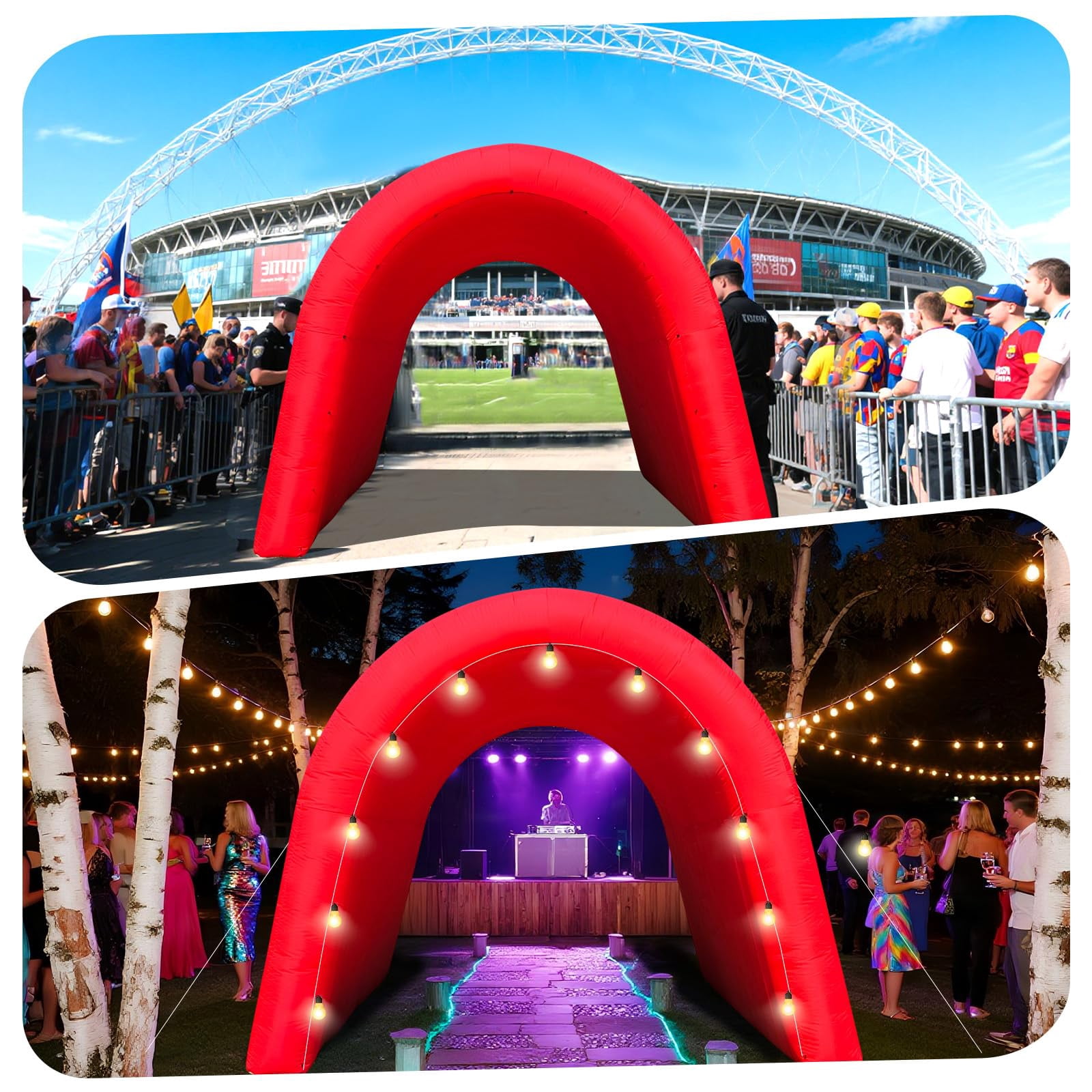 Inflatable Sports Tunnel Entrance 16x10x10FT Red, Built-in Blower – Event Inflatable Tunnel Tent for Team Intros, Business Promotion, Trade Shows, Advertising & Exhibitions