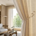 thumbnail image 4 of Linen Style Window Curtains 2PCS, 9FTx5FT Exquisite Patterned Drapery, Soft Easy to Install Versatile Decor for Home Themed Scene Arrangement Window Decoration Living Room Bedroom Dining Room, 4 of 6