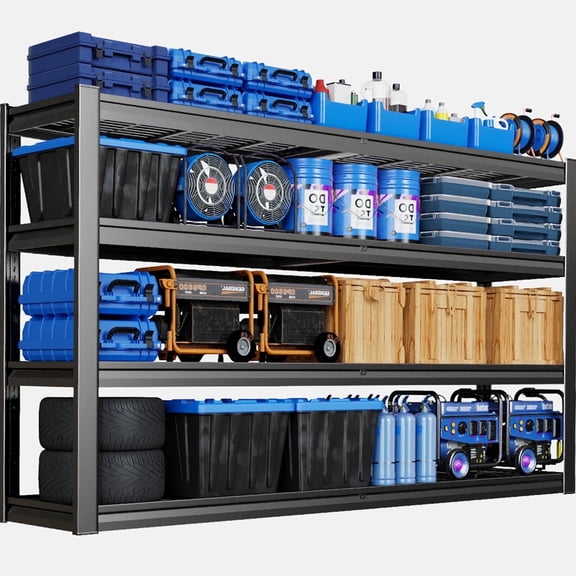 PMKES 67" Wide Garage Shelving Unit, 67" W x 20" D x 68" H, Heavy Duty Garage Storage Shelves,3000 LBS Capacity, Industrial Adjustable Shelves for Basement Warehouse