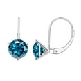 thumbnail image 4 of MauliJewels 1.50 CTW Round Natural Blue Diamond 3-Prong Martini Leverback Earrings for Women in 14K Rose, White & Yellow Gold, 4 of 9