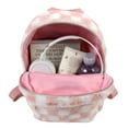 thumbnail image 4 of Jessica Simpson Mini Plush Checkered Backpack for Women for Going Out, Work, Commuting & Traveling in Peach Checkered Plush, 4 of 11