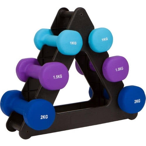 Trademark Innovations 20 lb Dumbbell Set with Foldable Rack, Neoprene