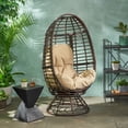 thumbnail image 3 of LiviNest Outdoor Egg Chair with Cushion: Bohemian Rattan Swivel Chair for Patio & Garden - Hanging Basket Style with Water Resistant Cushions & Iron Frame for Balcony Relaxation, 3 of 6