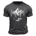 thumbnail image 2 of Shiyifun Mens Short Sleeve T-Shirts Printed Crew Neck Summer Top, Stylish Mountain & Pine Tree Reflection Graphic, Men's Tee Shirts Daily/Outdoor Casual Wear, Gray, L, 2 of 5