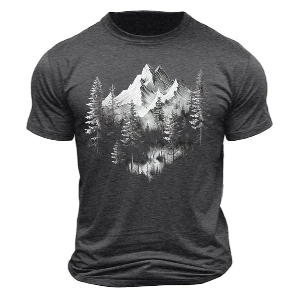 Camisa Casual de Cuello de la Tripulación de la Impresión de la Selva de Manga Corta Top Ligero de Poliéster para los Hombres, Camiseta de Manga Corta para el Uso Diario de Primavera Verano