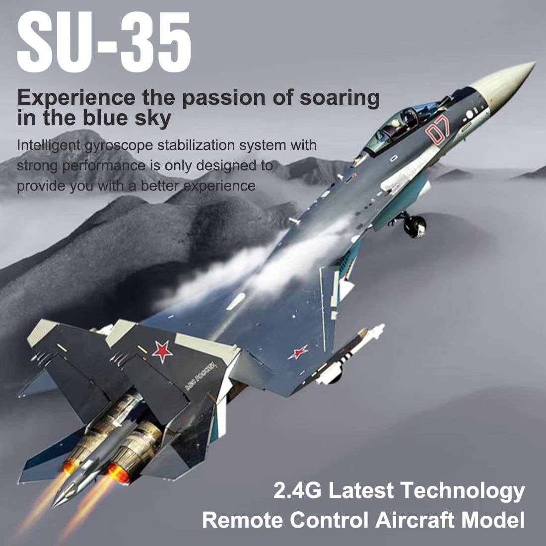 RC Aircraft for Adults, SU35 2.4G 4CH EPP Lightweight RC Fighter Airplane Model with 6-Axis Gyro for Indoor Outdoor Play, RC Hobby Model Collectible Gift for Beginners (RTF Version)
