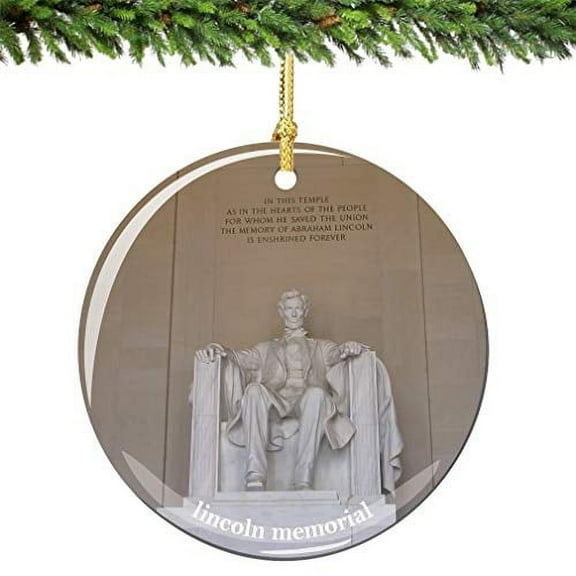 City-Souvenirs Lincoln Memorial Christmas Ornament, Porcelain 2.75 Inch Washington DC Christmas Ornament