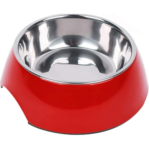 DDOXX Dog Feeding Bowl, Non-Slip and Dishwasher Safe Melamine Base with Removable Stainless Steel Puppy Food Bowl, 24 Oz, 6.9" x 2.8" x 8.7"