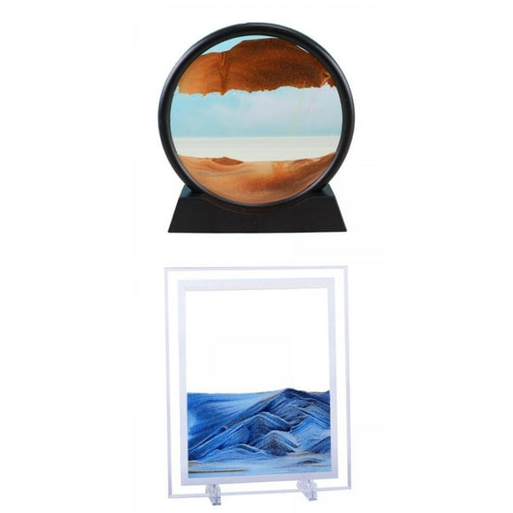 GUOOL 2x Moving Art Sand Picture Sandscapes in Motion 9"Dynamic Sand Picture Glass