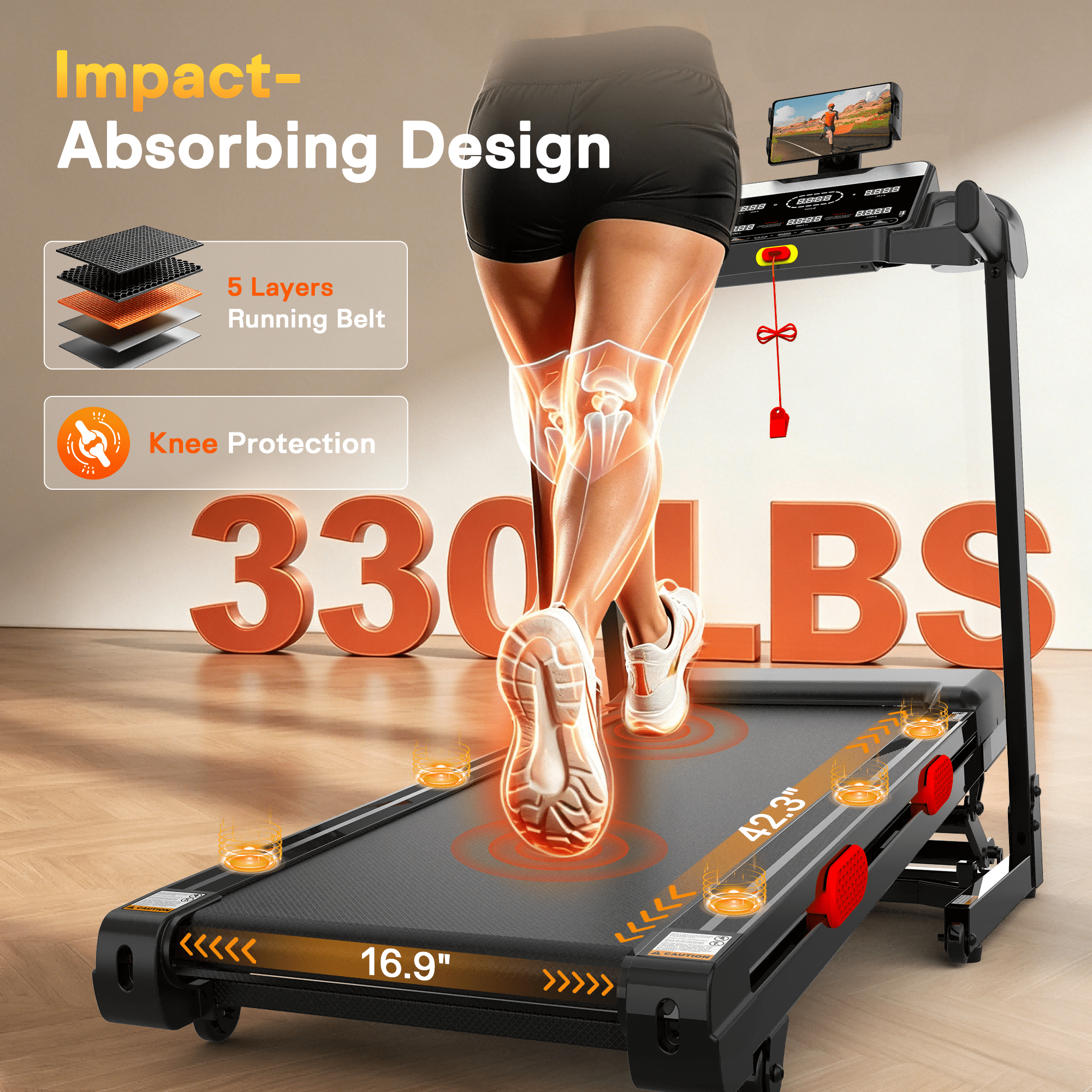 Foldable Incline Treadmill for Home, 15% Auto Incline, 3.8HP Quiet Motor, 9 MPH Running Machine with Bluetooth Speaker & LED Display