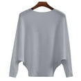 thumbnail image 5 of Comdrip Fall Sweater, Women's Autumn and Winter Fasion off The Shoulder Long Sleeve Sleeve one Word Collar Sweater Knitted Solid Color Pullover Sweaters for Women Grey L, 5 of 6