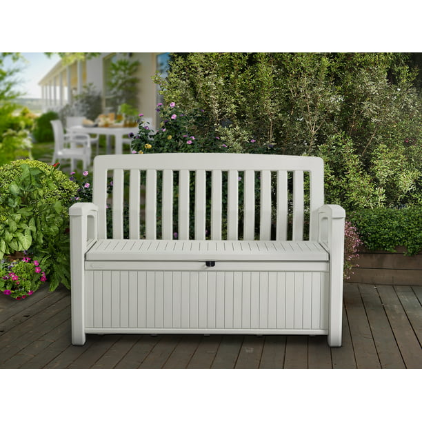 Keter Outdoor Storage Resin Bench White Com - Wing Wicker Patio Storage Bench With Lid