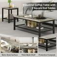 thumbnail image 4 of Lamerge Coffee Table Set of 3, Industrial Coffee Table with 2 Square End Side Tables, Modern Living Room Table Set with Metal Frame for Apartment Home Office, Grey, 4 of 6
