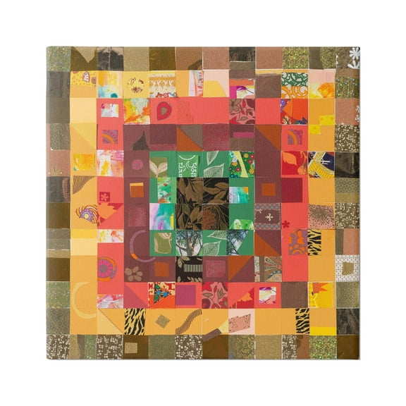 Stupell Industries Patterned Geometric Collage Abstract Painting Gallery Wrapped Canvas Art Print Wall Art, 17 x 17