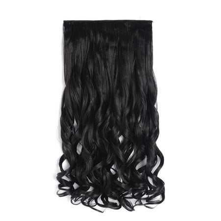 Details About Black Curly Wave Synthetic Hair Extensions Hairpieces 34 Full Head 5 Clips 20