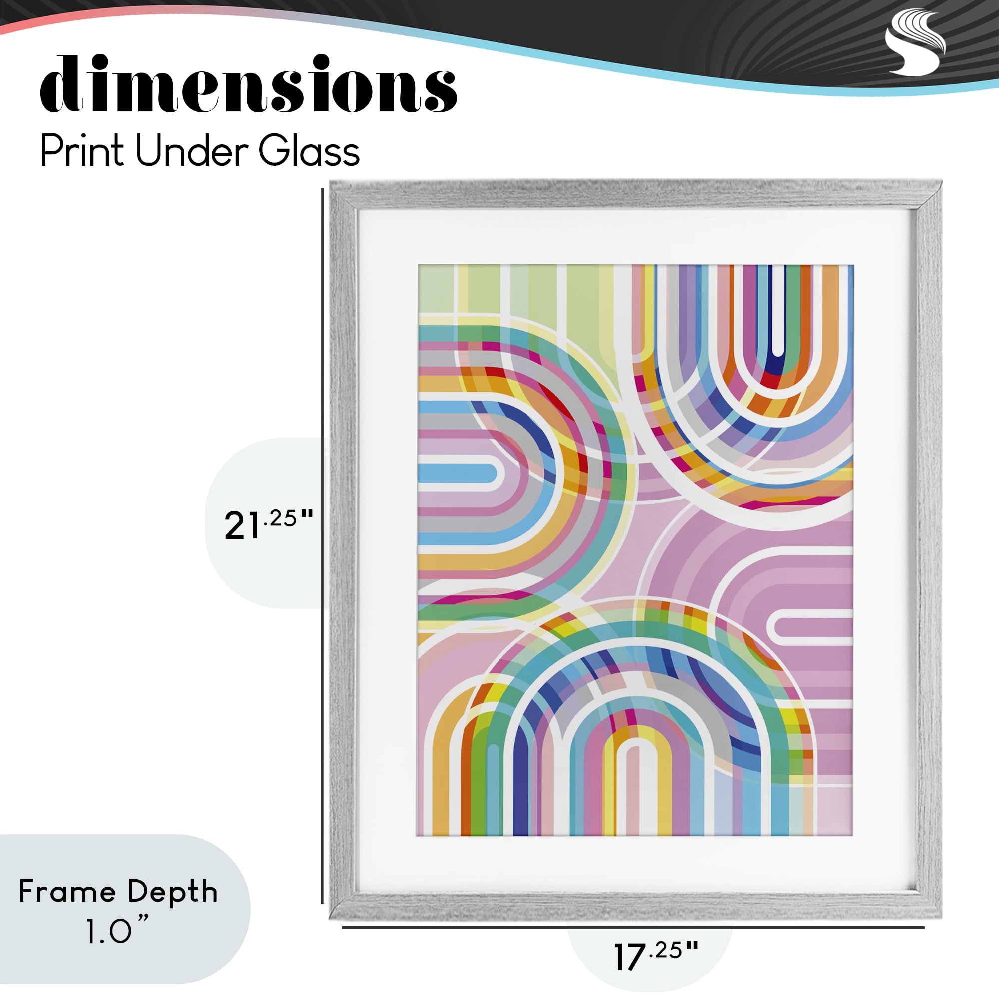 Stupell Industries Bright Playful Rainbow Arches Gray Framed Print Under Glass, design by Amber Sterling