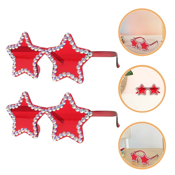 TAILTOSS 2Pcs Rhinestone Glasses for Women Red PC Square UV Protection Eyewear for Parties
