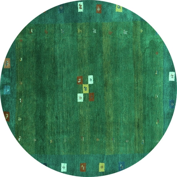 Ahgly Company Indoor Round Abstract Turquoise Blue Contemporary Area Rugs, 8' Round