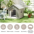 thumbnail image 3 of Decksplore 38 Inch Indoor Outdoor Dog House for All Dogs, Elevated Floor, Easy Assemble, Anchoring Stakes,HDPE Material Water-Resistant, Gray, Shelter, 3 of 9