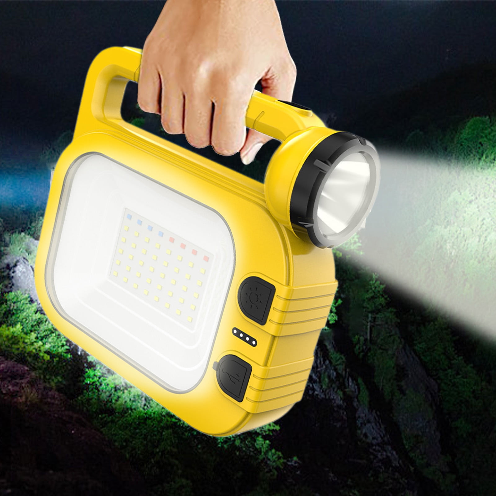 Lksixu Portable LED Searchlight, Super Bright High Lumens LED Flashlight with COB Side Lights, USB Rechargeable Hand Torch Light 3 Modes IP65 Waterproof Tent Lamp for Camping Hiking Emergency