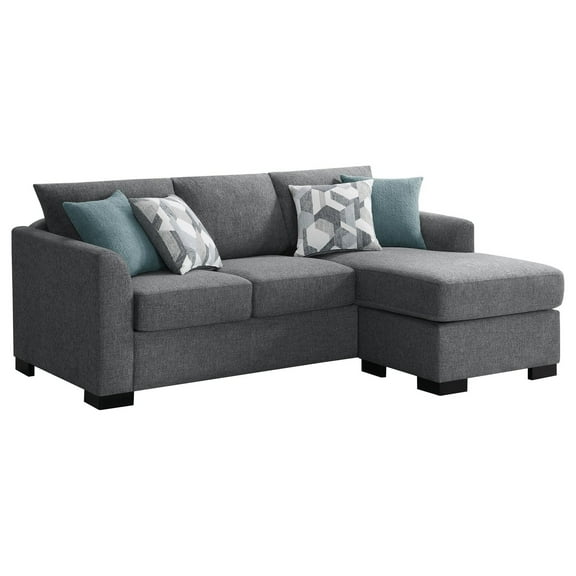 Storia Sleeper Sectional Chaise Sofa, Heather Gray, 4 Pillows, 84 Inch