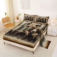 thumbnail image 2 of Castle Fairy Rusic Cabin Bear Queen Sheets 4 Pieces,Woodland Wildlife Queen Sheet Sets,Natural Brown,1 Fitted Sheet, 1 Flat Sheet and 2 Pillowcases, 2 of 6