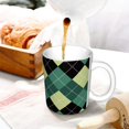 thumbnail image 3 of Yiaed Green Squares Print Ceramics Coffee,Large Handle Design,Extra Large Tea and Coffee Cup for Office and Home Mugs, 3 of 6