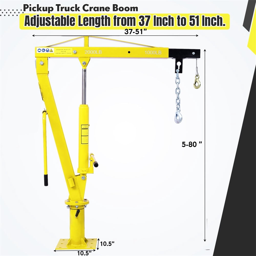 Hydraulic Pickup Truck Crane,Folding Truck-Mounted Bed Crane,360° Swivel Truck Jib Engine Hoist Crane,Truck Bed Lift in Construction, Factory