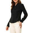 thumbnail image 4 of INSPIRE CHIC Women's Elegant Bow Tie Neck Blouse Long Sleeve Work Chiffon Shirt S Black, 4 of 7