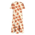 thumbnail image 6 of Dyegold Sundresses for Women Casual Beach - Women Maxi Dresses Boho Round Neck Short Sleeve Floral Print Casual Loose Plus Size Bridesmaid Party Long ​​Sundress, 6 of 6