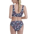 thumbnail image 3 of Picia Watercolor Marine Animals Women's High Waisted Bikini Scoop Neck Swimsuit Two Pieces Bathing Suit-Medium, 3 of 8
