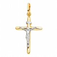 thumbnail image 1 of Precious Stars Jewelry 14k Two-tone Gold Crucifix Religious Pendant, 1 of 6