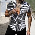 thumbnail image 1 of Chemise à Manches Courtes Style Britannique Décontractée Imprimée 3D d'Été pour Hommes, 1 of 5