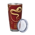 thumbnail image 2 of Año de la serpiente 2025 Feliz Año Nuevo chino Vaso de acero inoxidable Taza de café de viaje de 20 oz Taza térmica portátil con tapas, 2 of 7