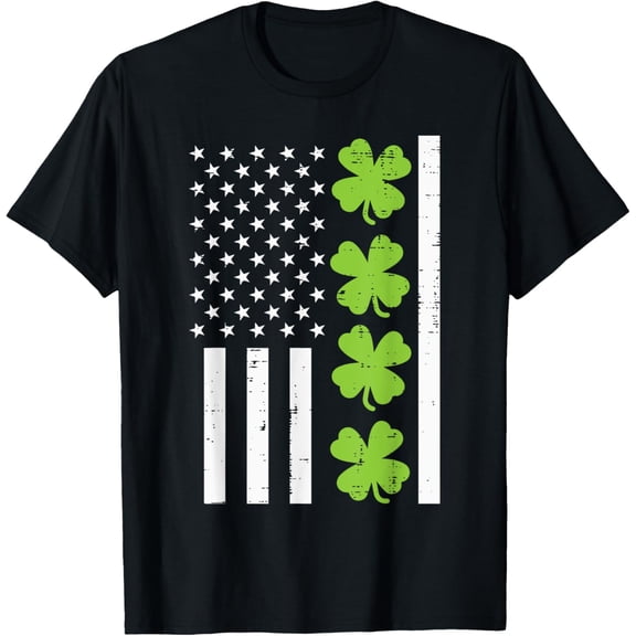US American Flag Shamrock St Patricks Day Men Women Kids T-Shirt