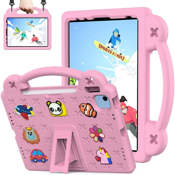 Kids Case for iPad 10th Generation 10.9 Inch, Kids Girl Shockproof Full Body Protective with Pencil Holder, Folding Handle Stand Shoulder Strap for 10.9" iPad Case 2022 Released
