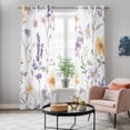 thumbnail image 5 of Purple Yellow Flowers Kitchen Curtains 96 Inch Length, Spring Pastoral Botanical Floral Grommet Top Bedroom Living Room Curtains, Light Filtering Cafe Curtain Drapes 2 Panels Set 104''x96'', 5 of 9