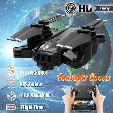 Foldable 5G GPS APP Wifi RC Drone 1080P HD Camera Smart Follow Me Mode Helicopter Quadcopter with 1000M Remote Control, Gesture Take